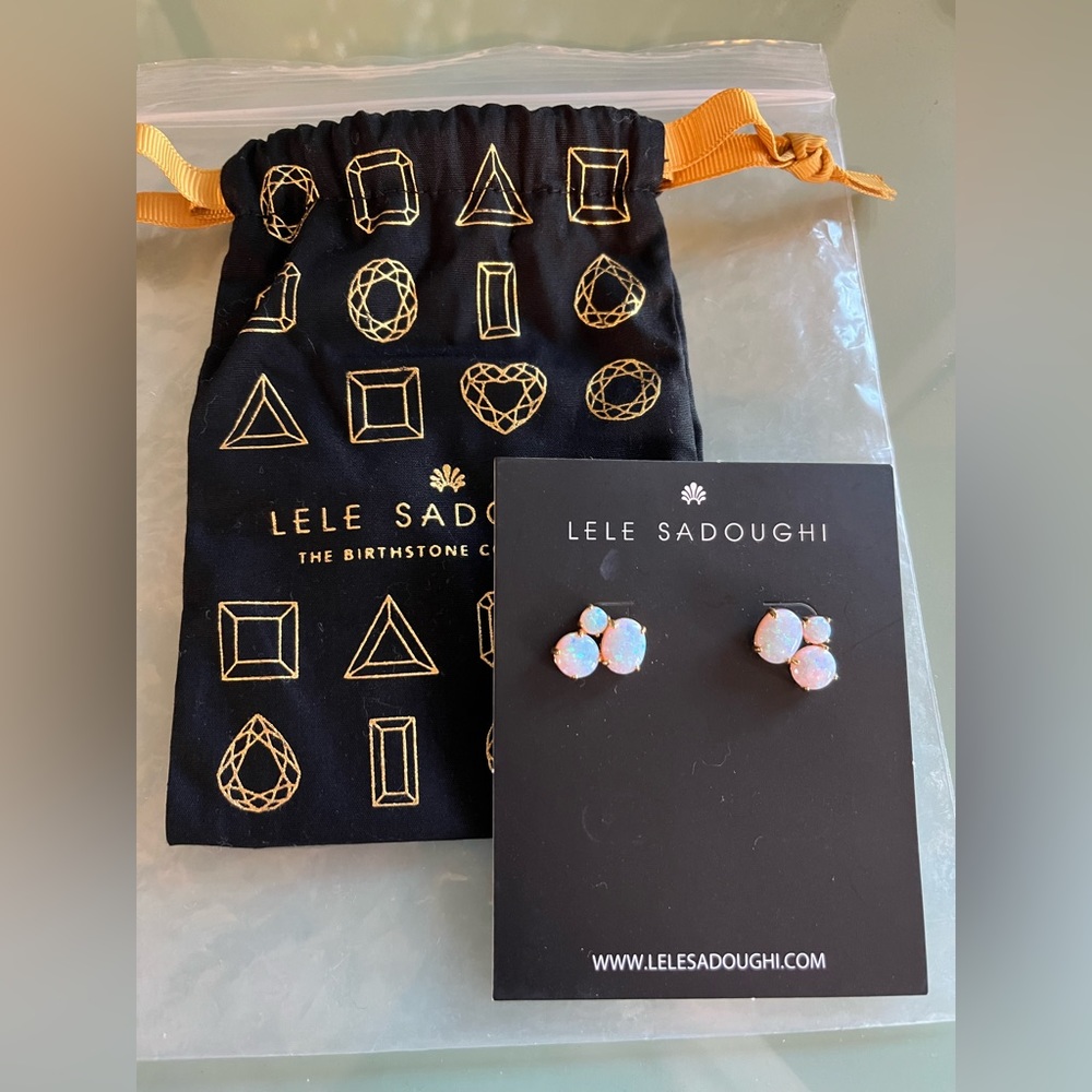 NWT Lele Sadoughi Opal Birthstone earrings